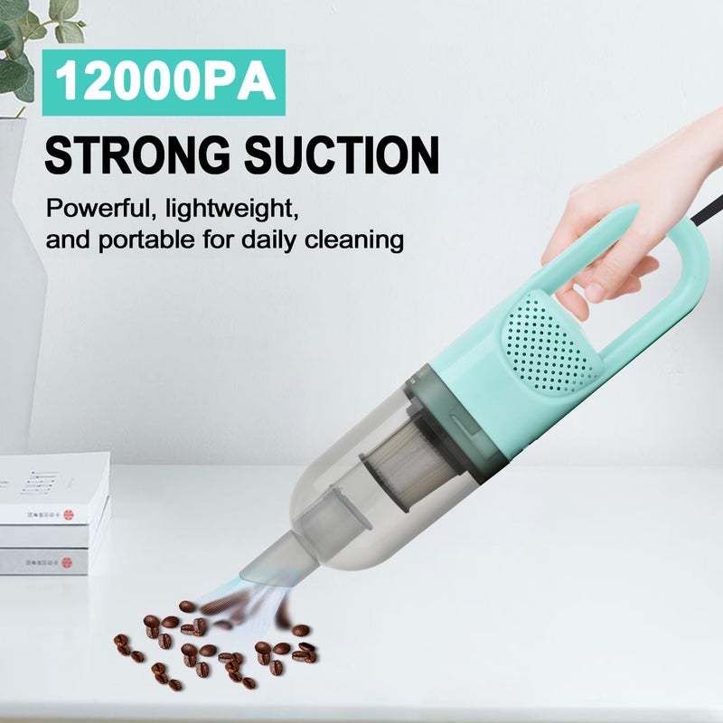 SIPPON مكنسة كهربائية خفيفة الوزن 6 في 1 بعزم دوران قوي 100 واط، مكنسة منزلية محمولة صغيرة لتنظيف الأرضيات الصلبة والسجاد وشعر الحيوانات الأليفة (أخضر فاتح سلكي) - Image 5